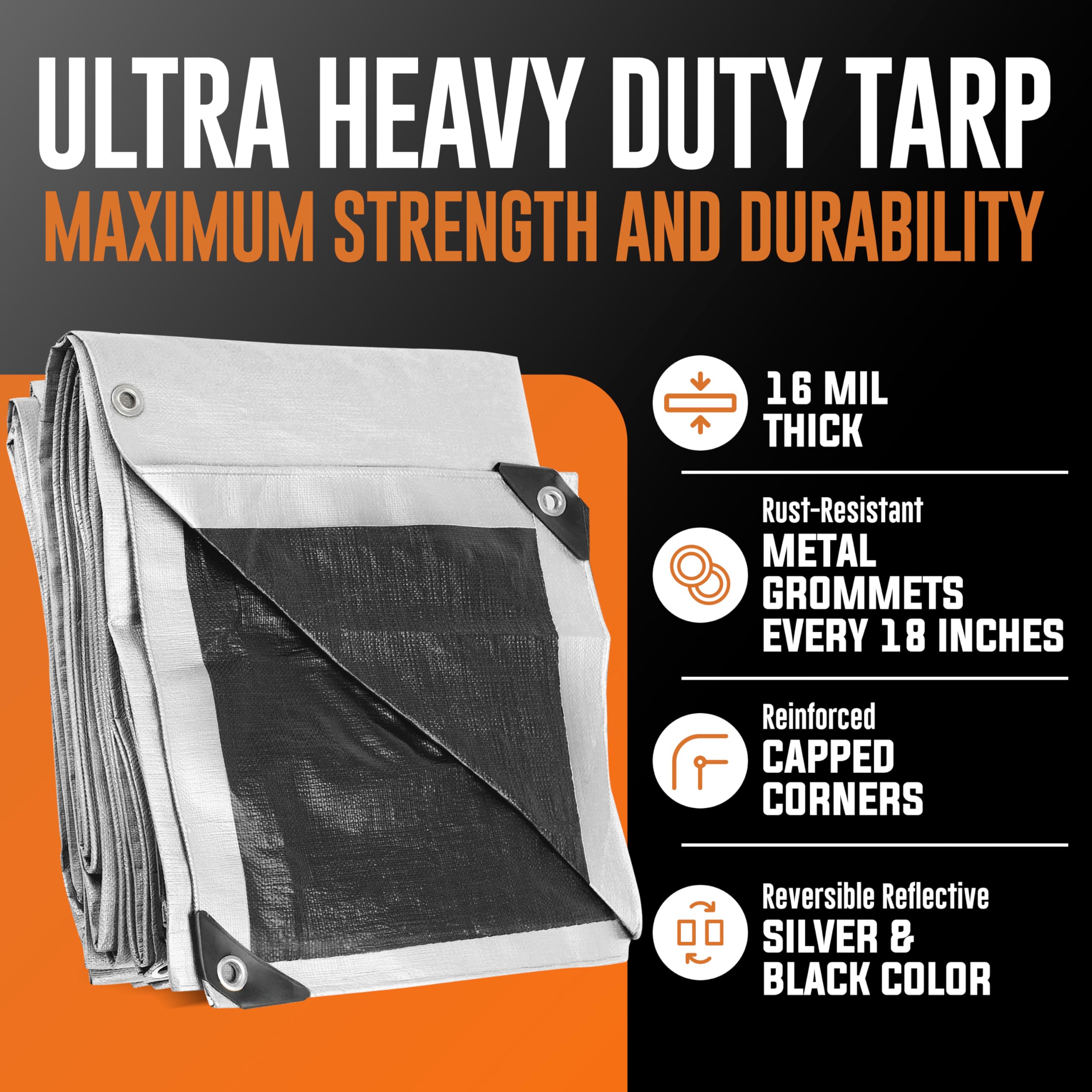 Amazon.co.jp: 6x8 超高耐久タープ 極厚16ミル 紫外線耐性 18インチ